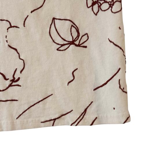 Urban Outfitters Lily of the Valley Shirt Womens XS Cream Embroidered Floral Tee - Picture 4 of 9